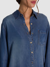 FINELY OVERSIZED DENIM BUTTON DOWN-BROOKLYN BLUE-ALICE + OLIVIA