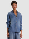 FINELY OVERSIZED DENIM BUTTON DOWN-FLORENCE VINTAGE BLUE-ALICE + OLIVIA