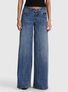 STANLEY LR CINCH BUCKLE FT WIDE LEG JEAN-BROOKLYN BLUE-ALICE + OLIVIA