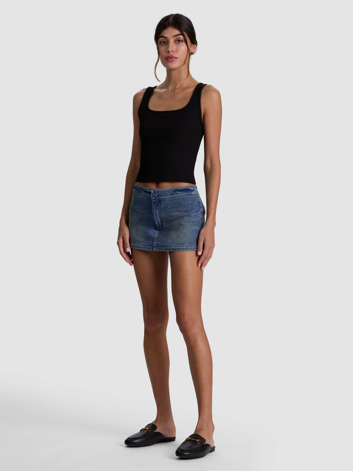 BAYLEY DENIM MINI SKORT - FLORENCE VINTAGE BLUE