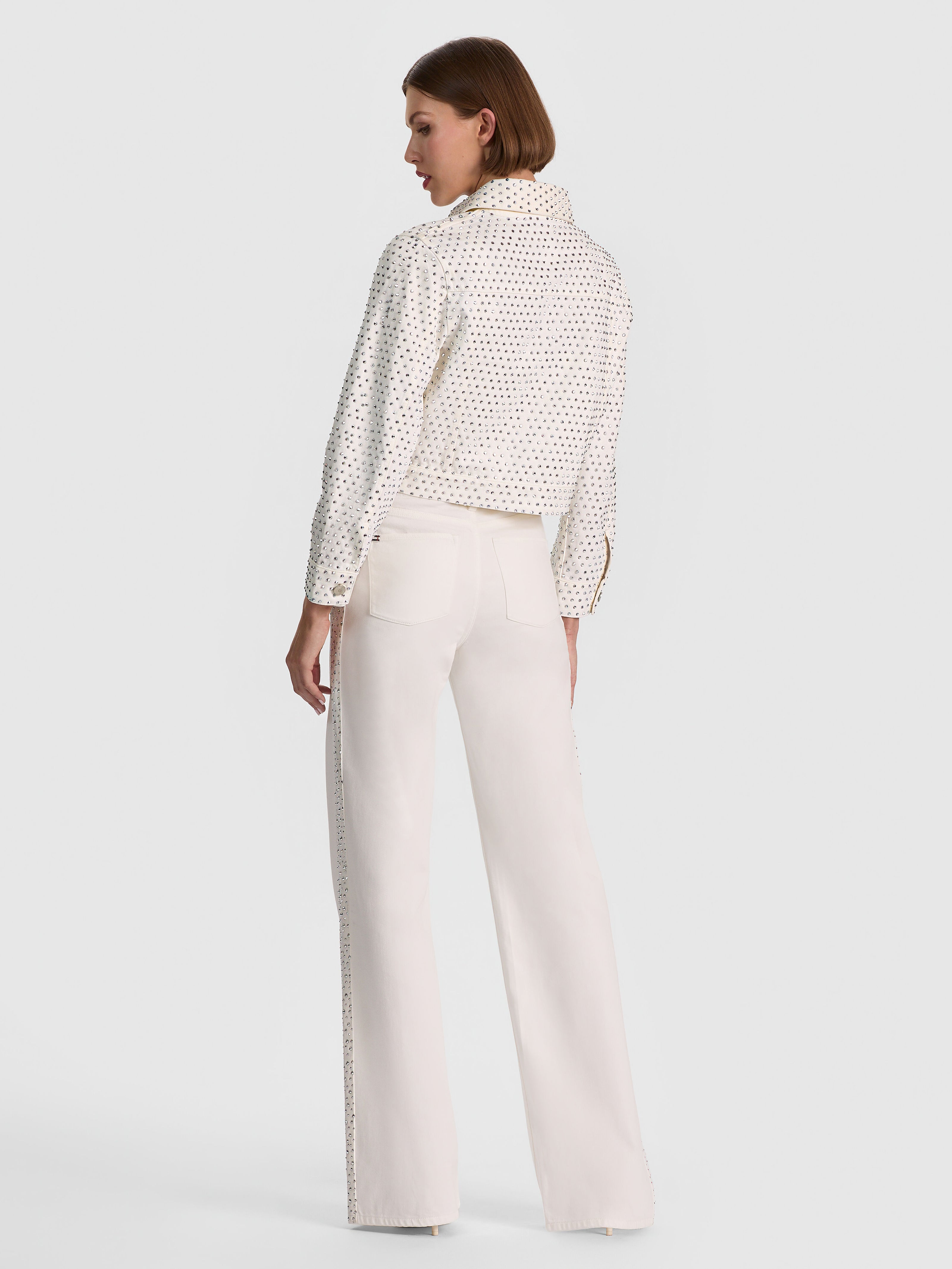 CHLOE DENIM JACKET-OFF WHITE/SILVER-ALICE + OLIVIA