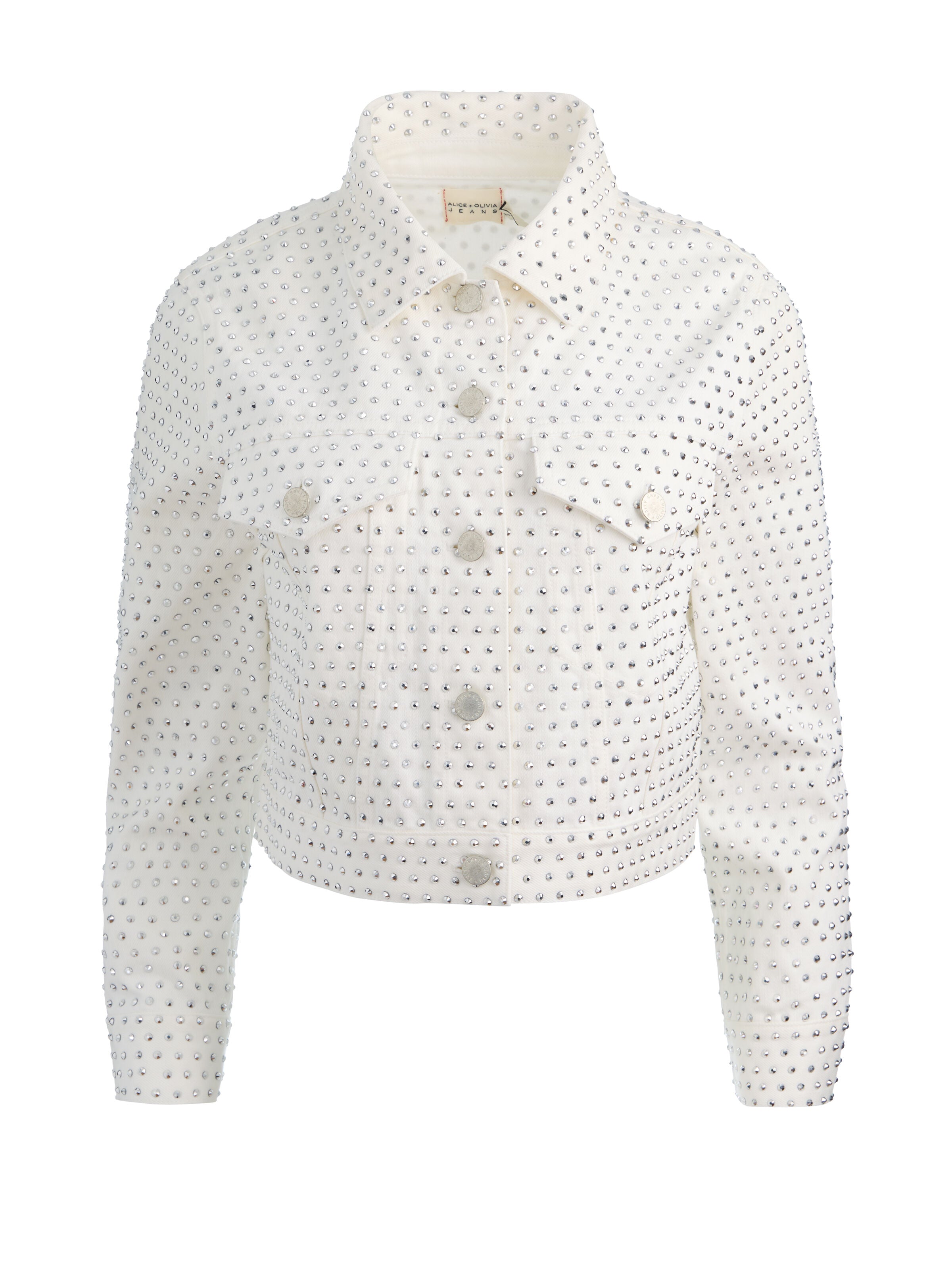 CHLOE DENIM JACKET in OFF WHITE/SILVER | ALICE + OLIVIA