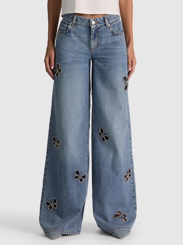 JEANS FIONA VINTAGE BLU CON INTAGLI E RICAMI STUPENDI
