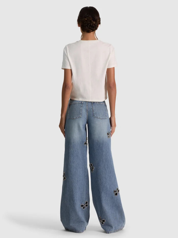 AMAZING EMBELLISHED CUTOUT JEAN-FIONA VINTAGE BLUE-ALICE + OLIVIA