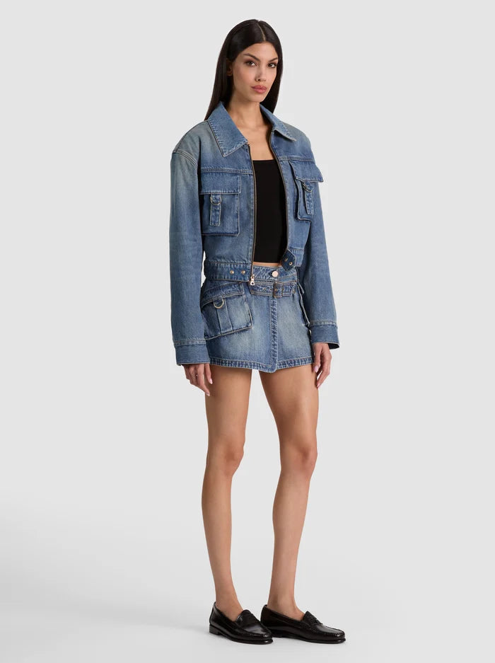 BRANDY CARGO DENIM SKIRT - FLORENCE VINTAGE BLUE
