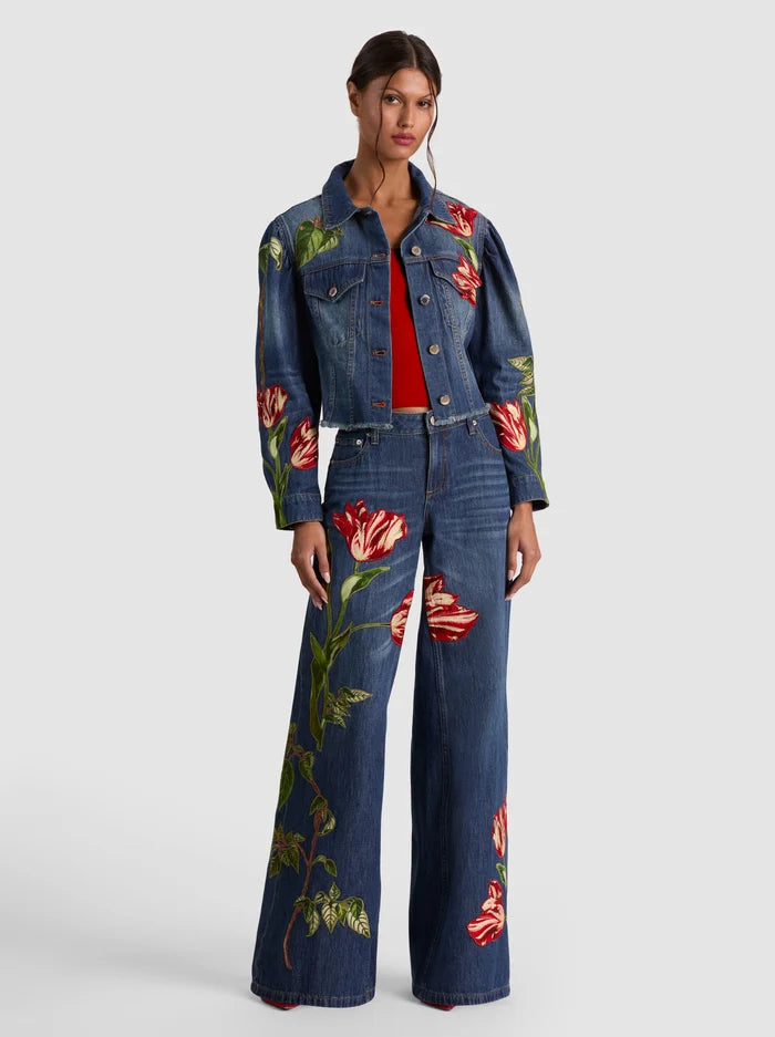 AMAZING EMBROIDERED JEAN-FREYJA BLUE/SOFT TULIP-ALICE + OLIVIA