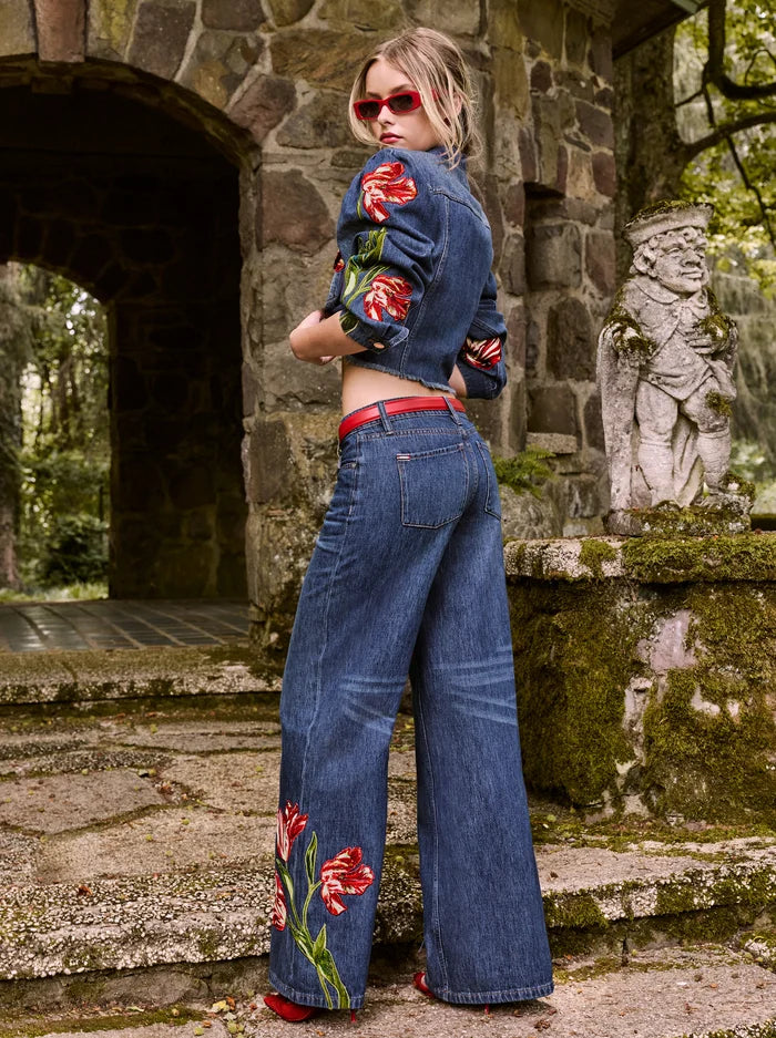 AMAZING EMBROIDERED JEAN-FREYJA BLUE/SOFT TULIP-ALICE + OLIVIA