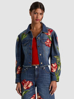 ELIJAH EMBROIDERED DENIM JACKET - FREYJA BLUE/SOFT TULIP