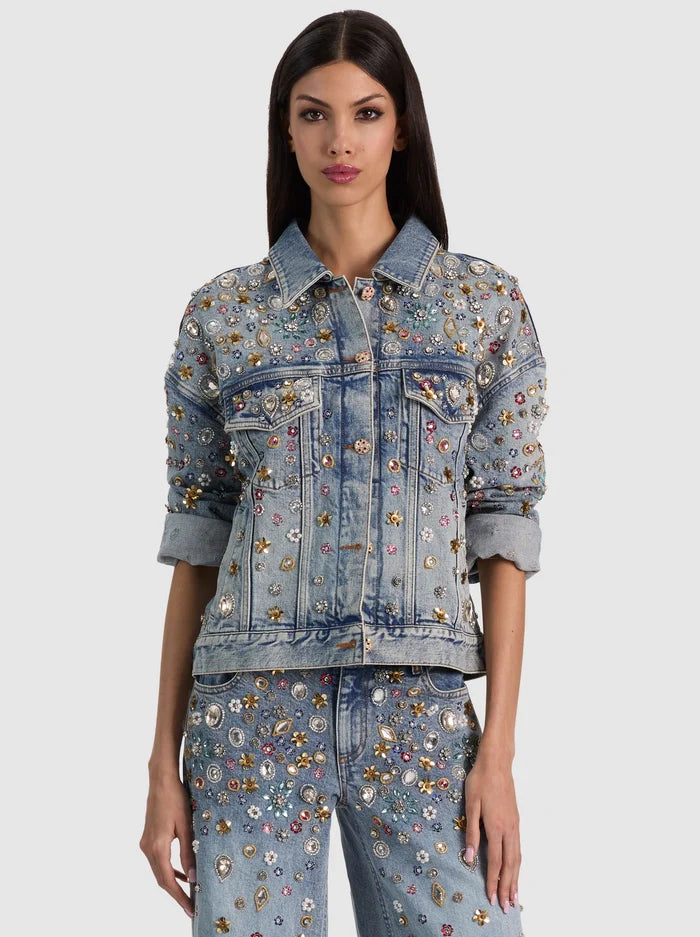 JESSE EMBELL VESTE TRUCKER EN JEAN OVERSIZE-ALICE + OLIVIA