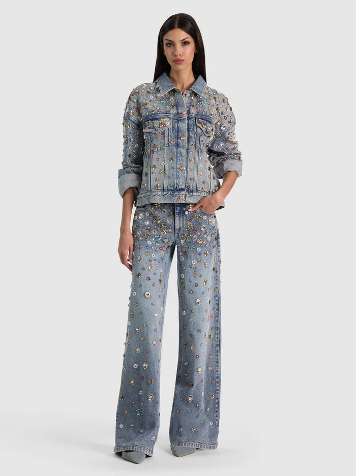 GIUBBOTTO IN DENIM DECORATO JESSE - BLU VINTAGE FIONA