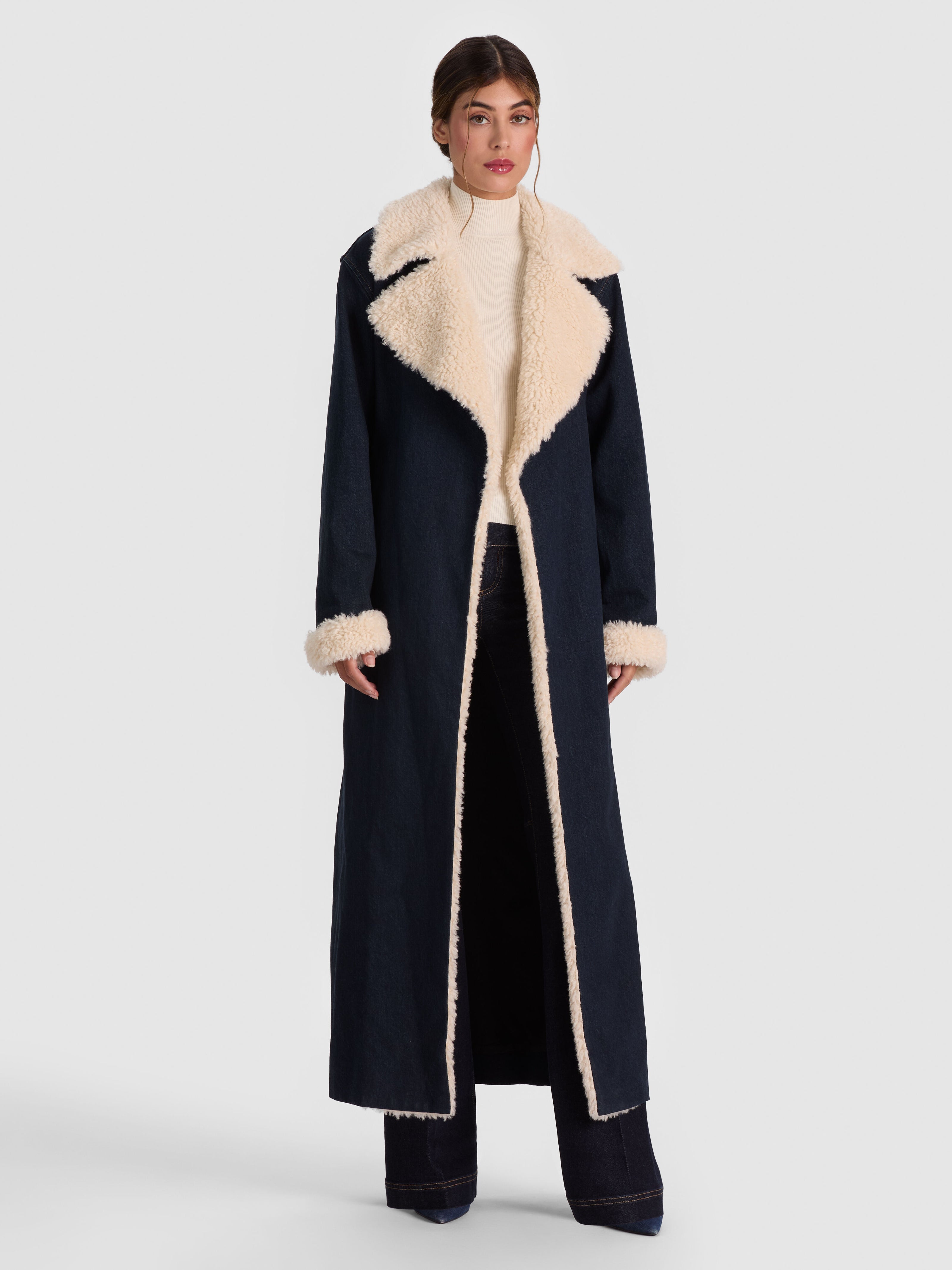 MANTEAU TRENCH EN DENIM FAUX MOUTON NÉVADA-ALICE + OLIVIA