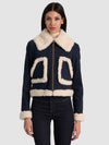 ISAIAH FAUX SHEARLING DENIM AVIATOR JACKET-DARK RINSE/CHINO-ALICE + OLIVIA