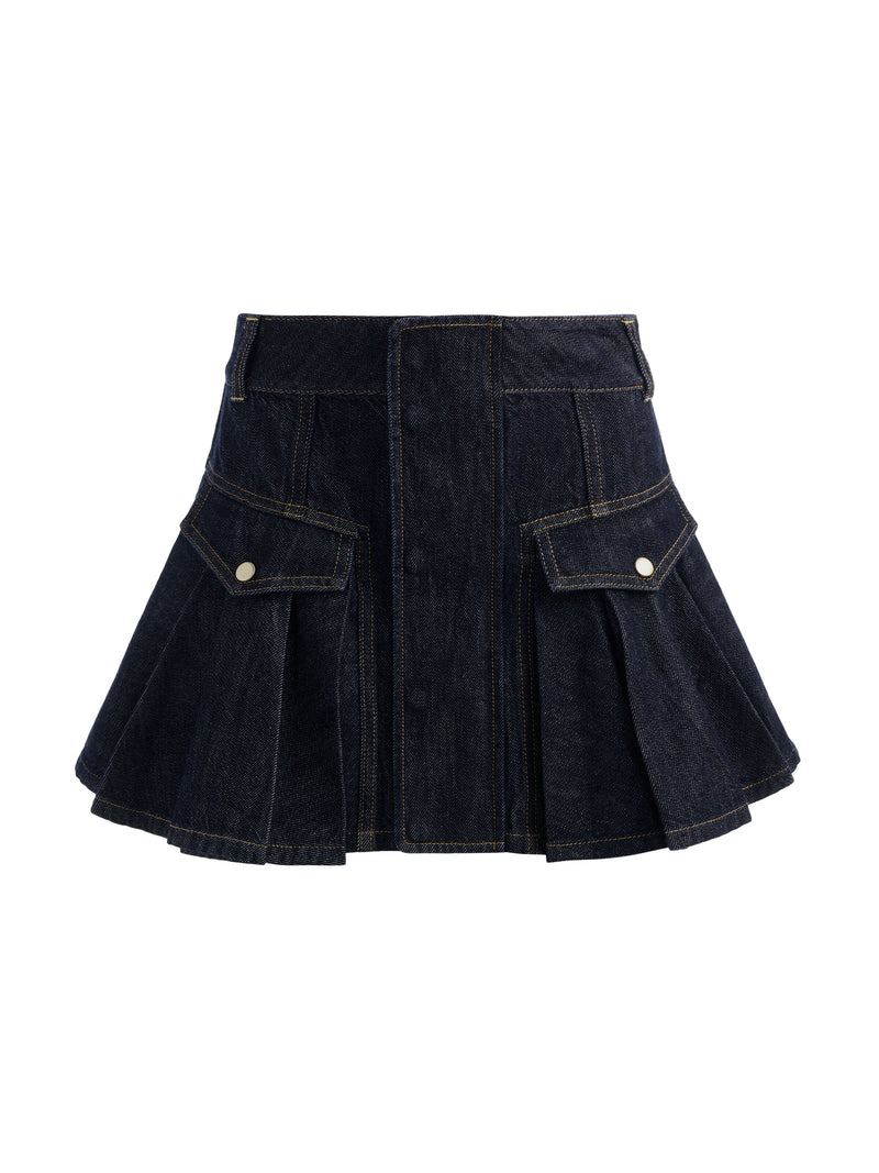 Trinity Denim Ruffle Skirt
