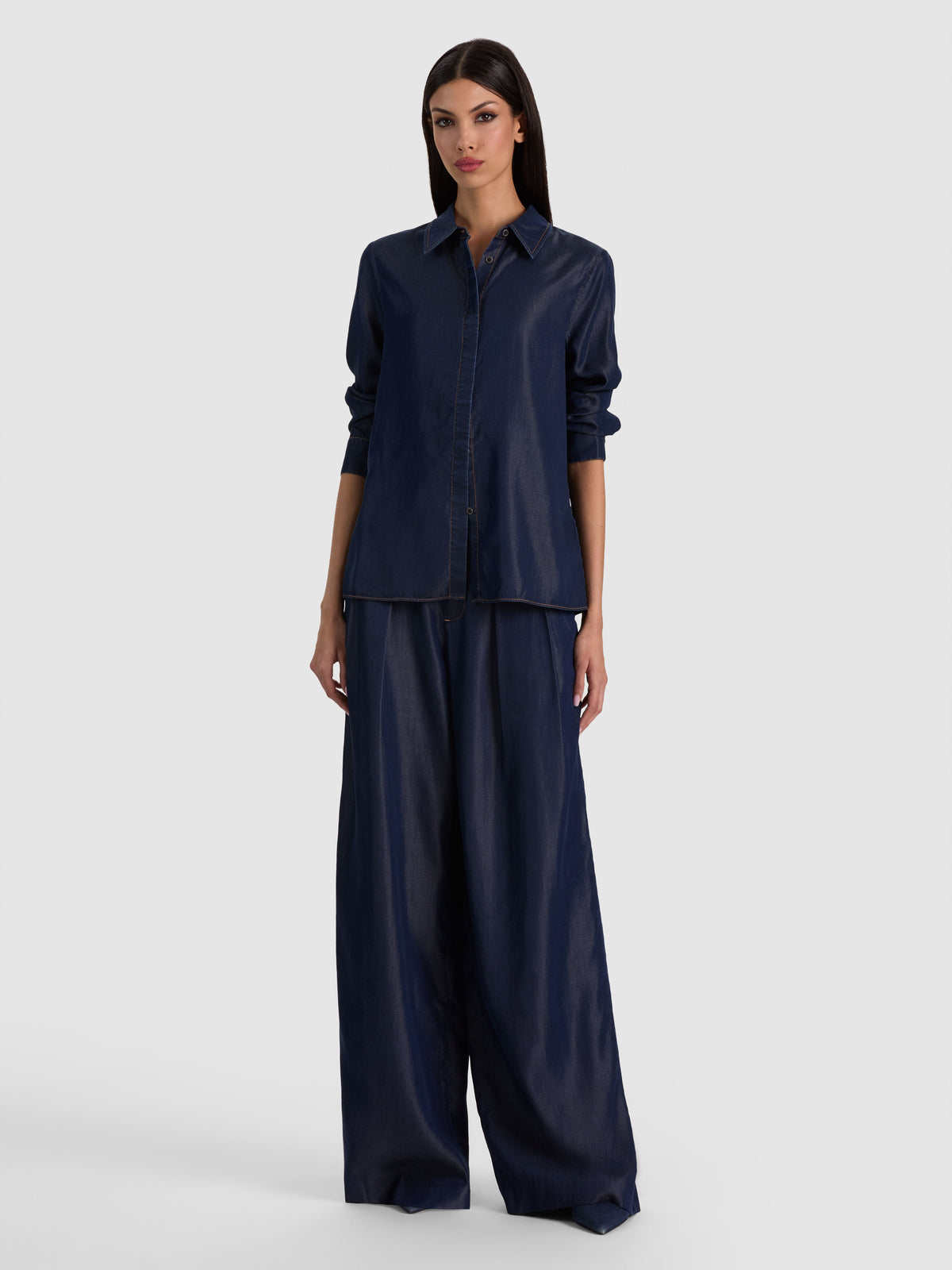 WILLA DENIM BLOUSE - DARK RINSE
