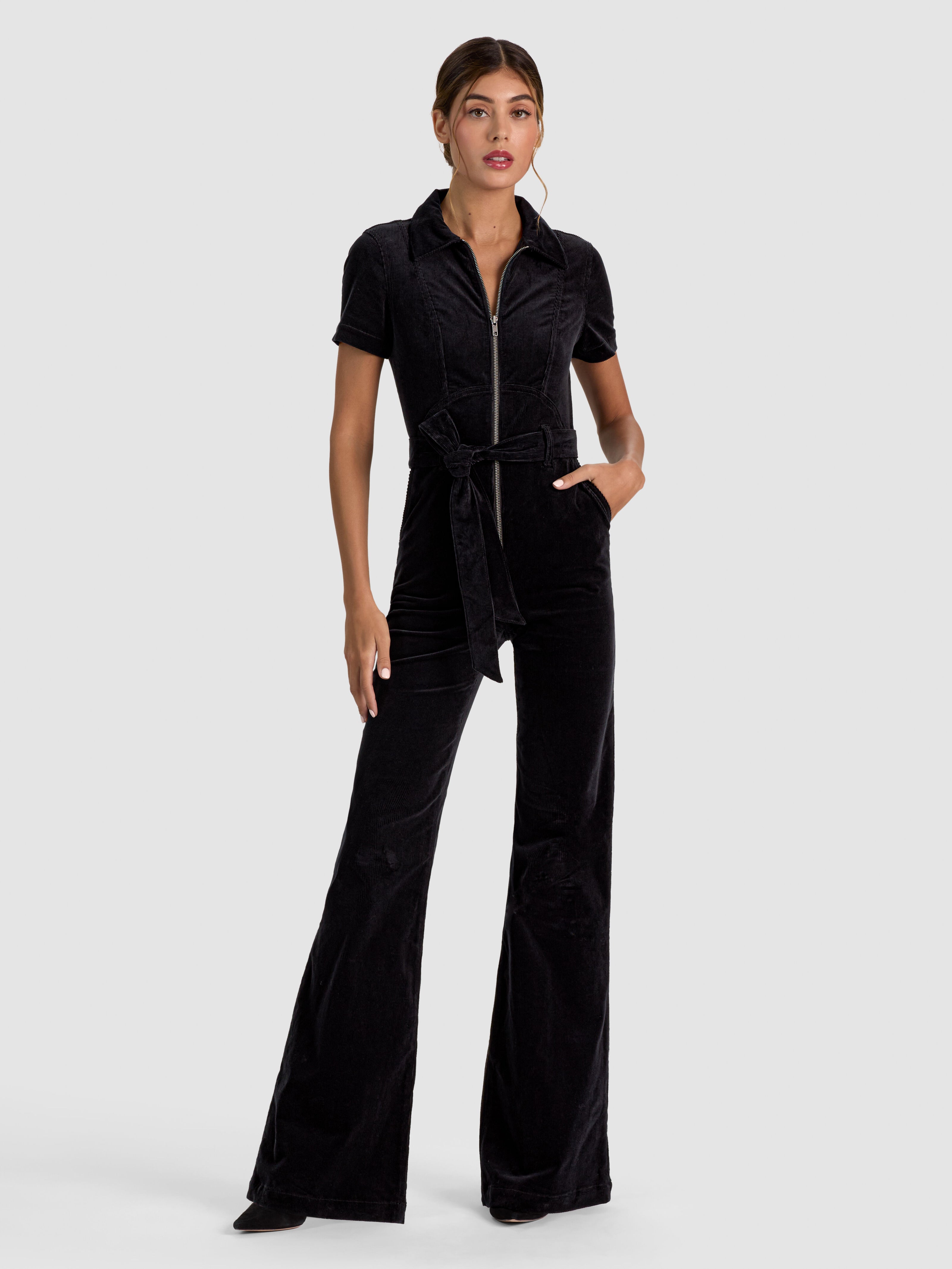 GORGEOUS WIDE LEG JUMPSUIT-Black-ALICE + OLIVIA