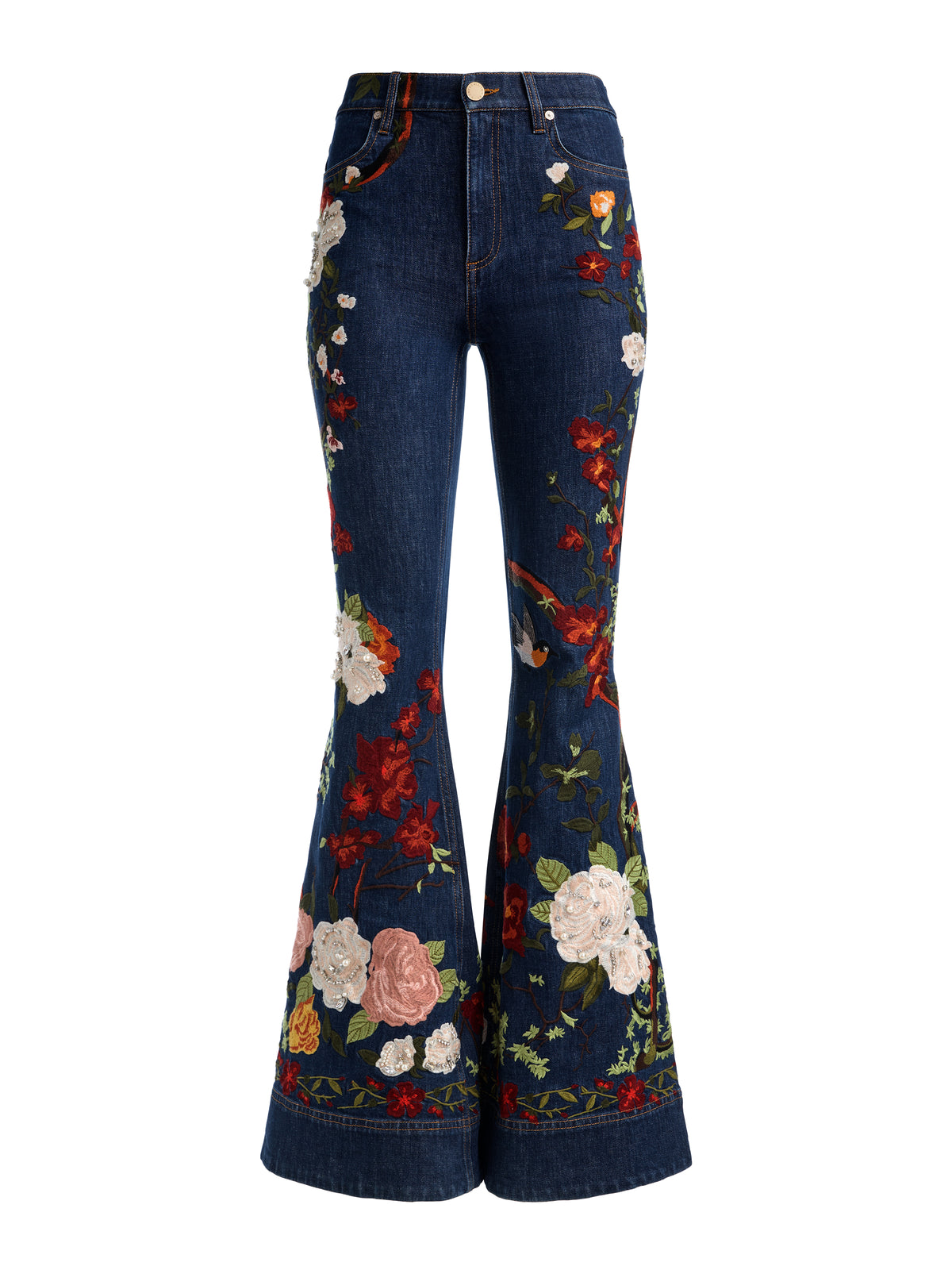 JEANS DECORATO CON STRASS - LAVAGGIO SCURO/MULTICOLORE