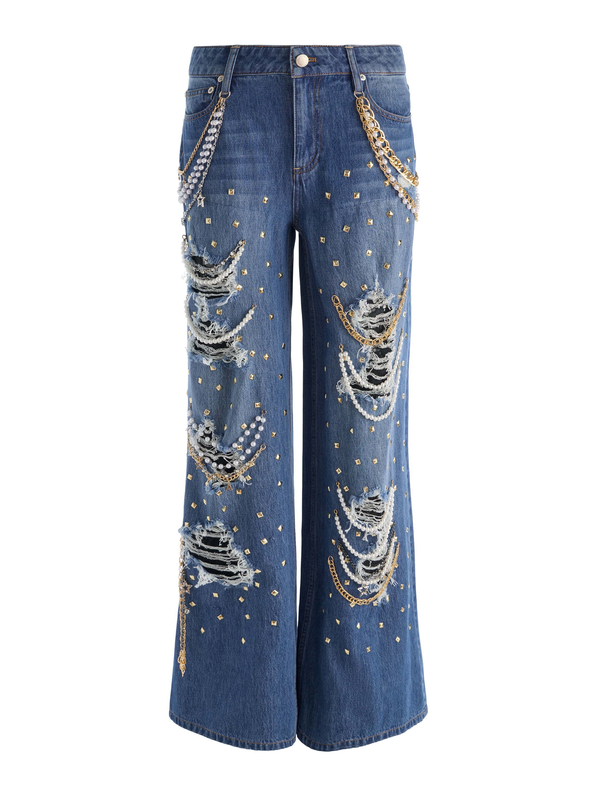 JEANS HARPER STRAPPATO CON DECORAZIONI-ALICE + OLIVIA