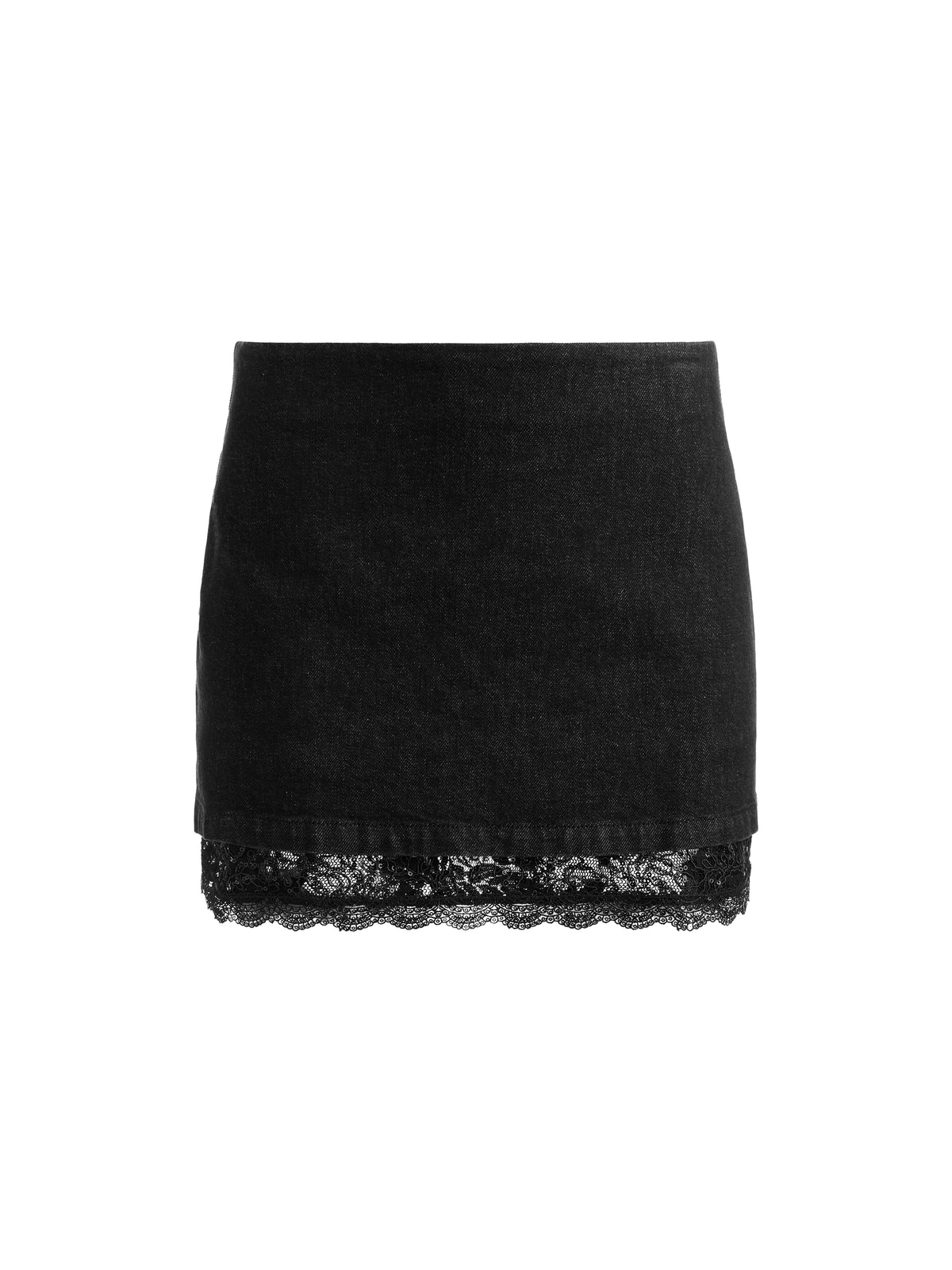 MINIGONNA RUBI IN DENIM CON BORDO IN PIZZO - CLARISSA NERO/NERO