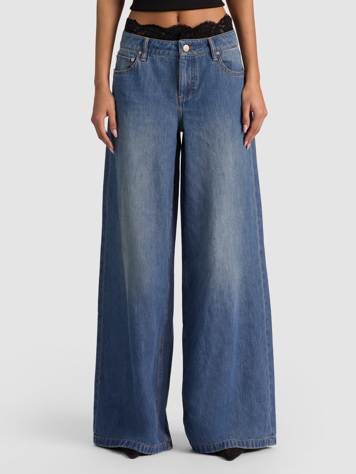 IAN LACE WB COMBO BAGGY JEAN-ALICE + OLIVIA