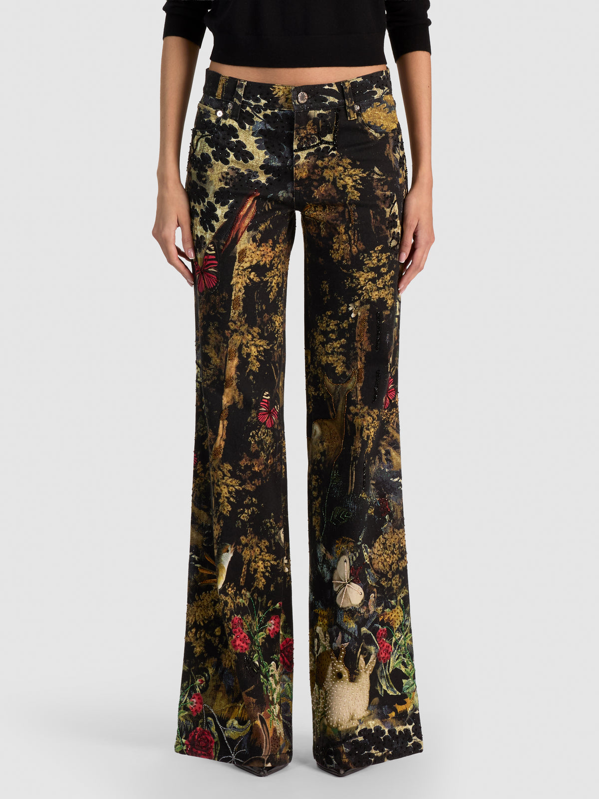 ROXIE EMBR EMBELL JEANS DRITTI A ZAMPA LUNGHEZZA INTERA - WISTFUL WOODS