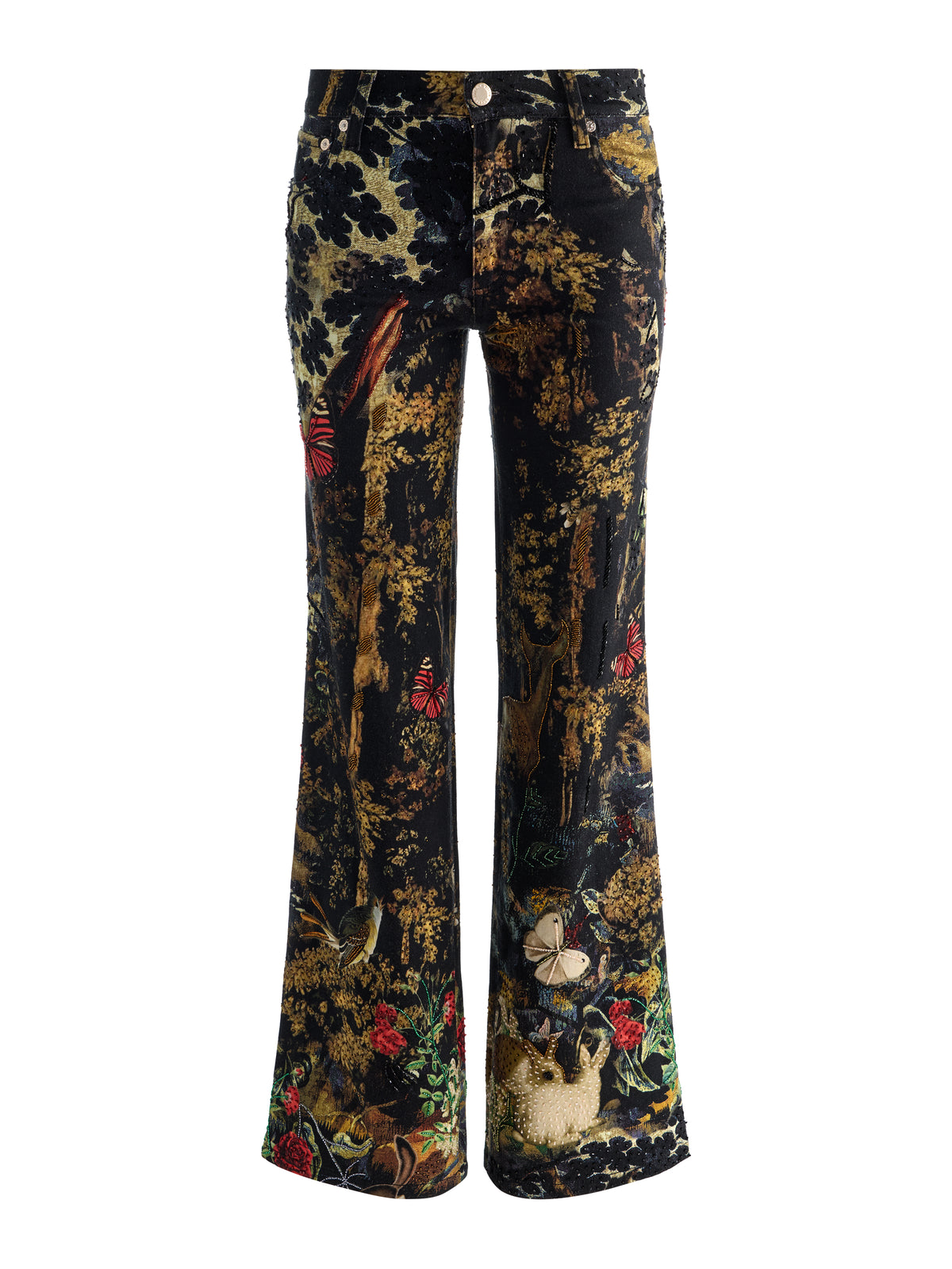 ROXIE EMBR EMBELL JEANS DRITTI A ZAMPA LUNGHEZZA INTERA - WISTFUL WOODS