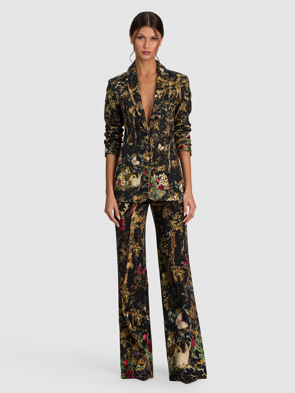 BREANN EMBROIDERED DENIM BLAZER-WISTFUL WOODS-ALICE + OLIVIA