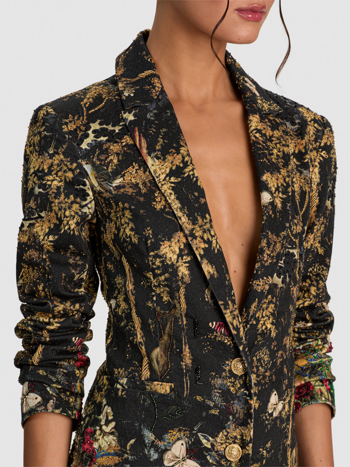 BREANN EMBR EMBELL DENIM BLAZER - WISTFUL WOODS