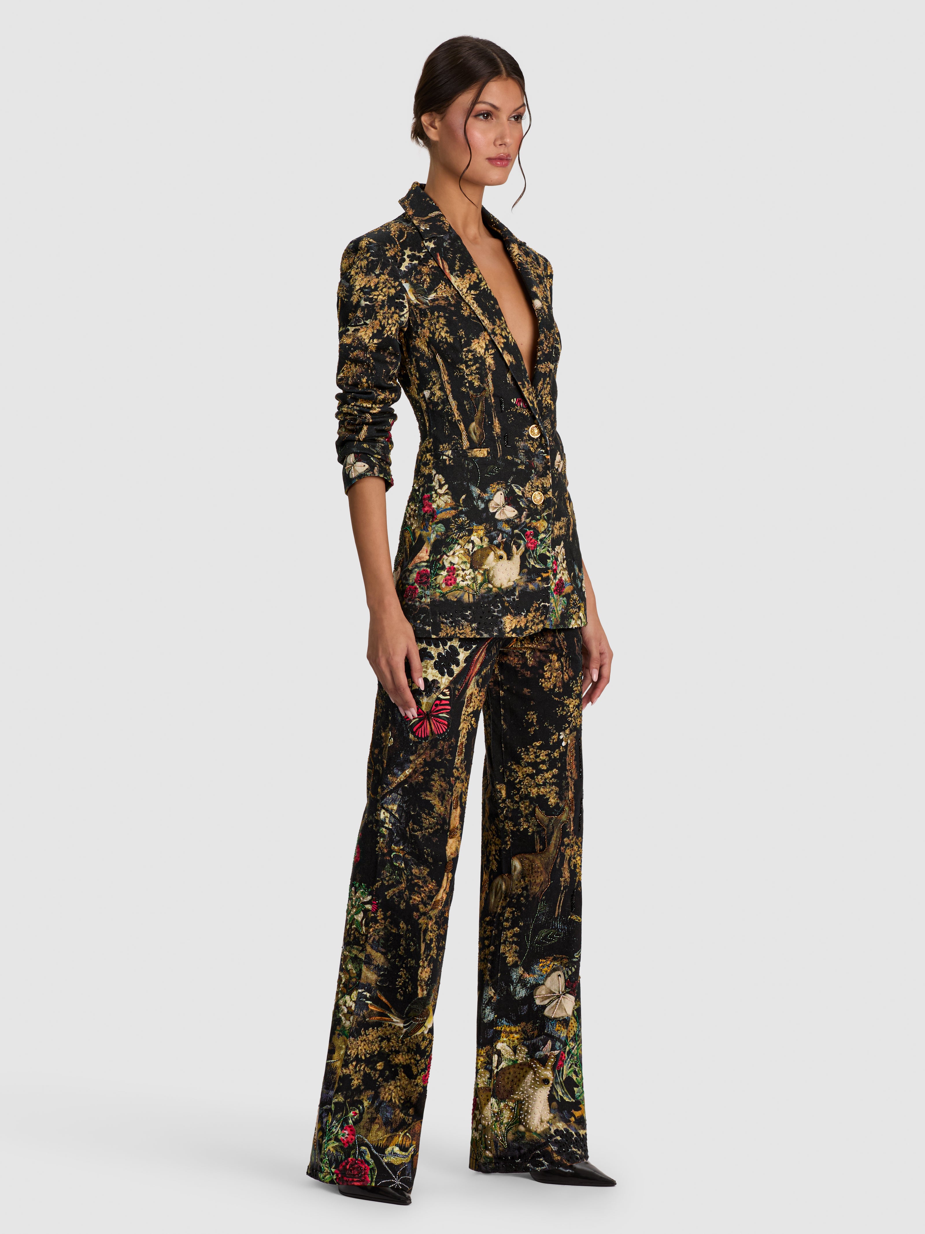 BREANN EMBROIDERED DENIM BLAZER-WISTFUL WOODS-ALICE + OLIVIA