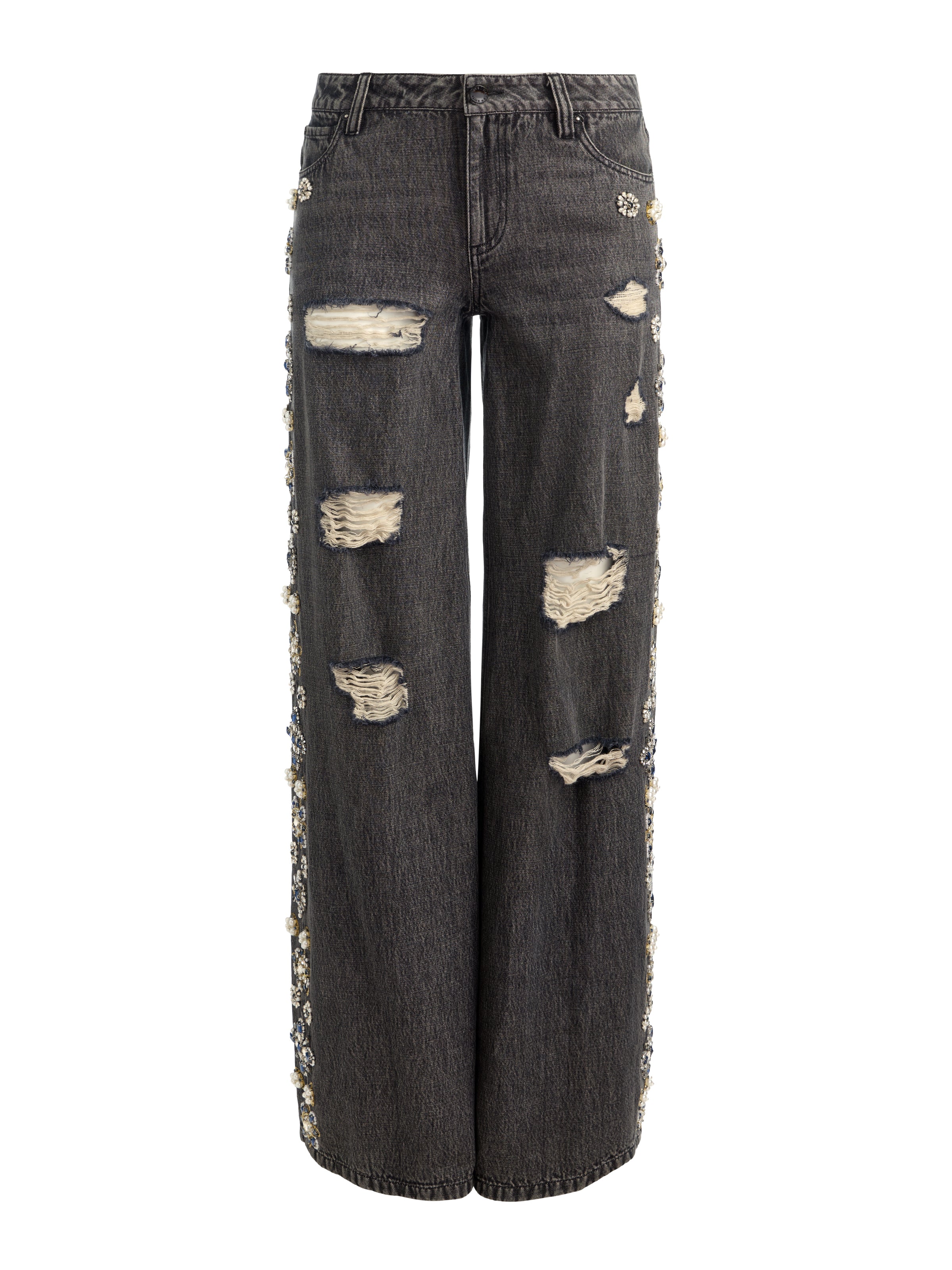 AMAZING DISTRESSED EMBELLISHED JEAN in GEORGIA VINTAGE BLACK/MULTI