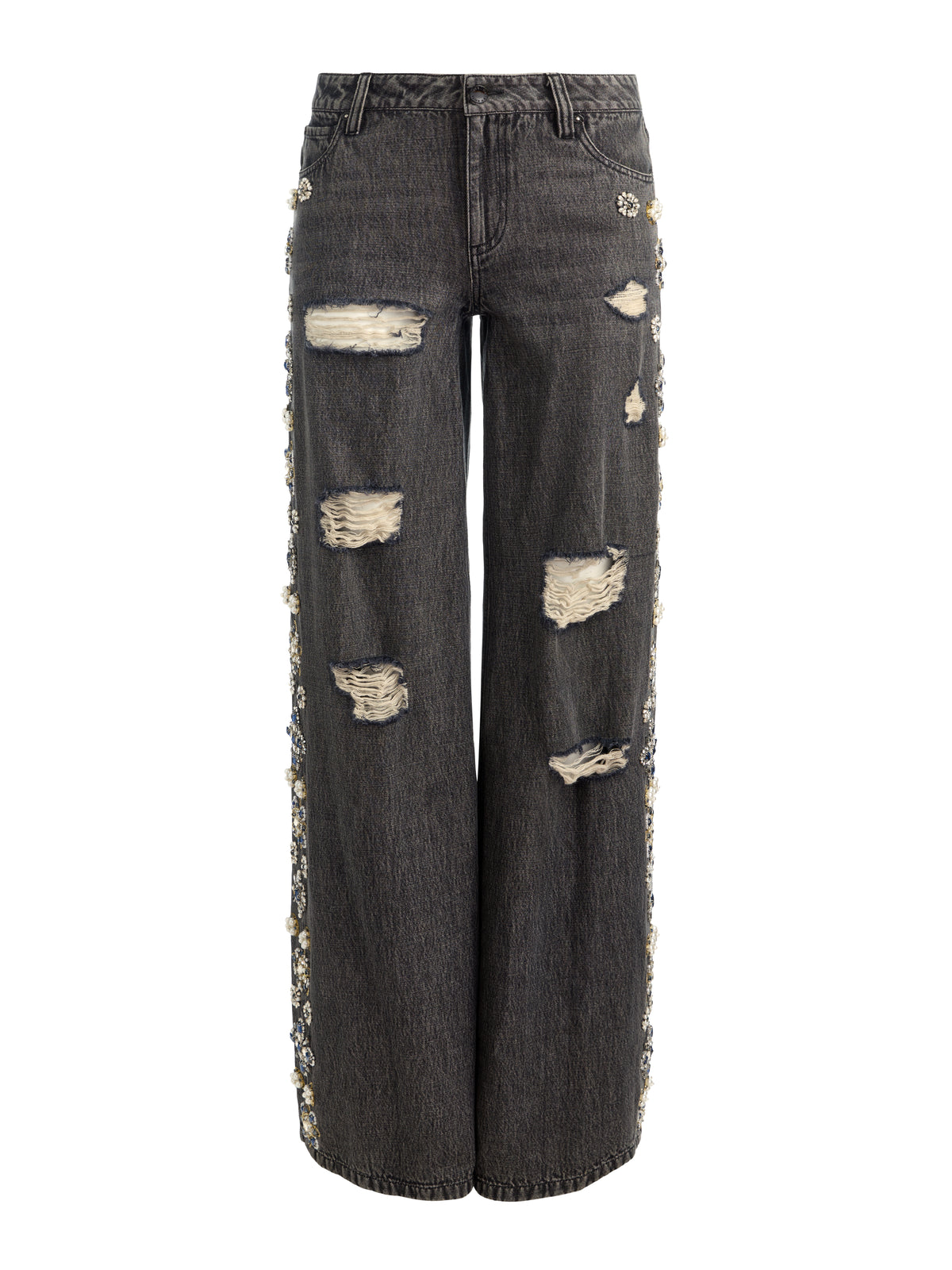 AMAZING DISTRESSED EMBELLISHED JEAN - GEORGIA VINTAGE BLACK/MULTI