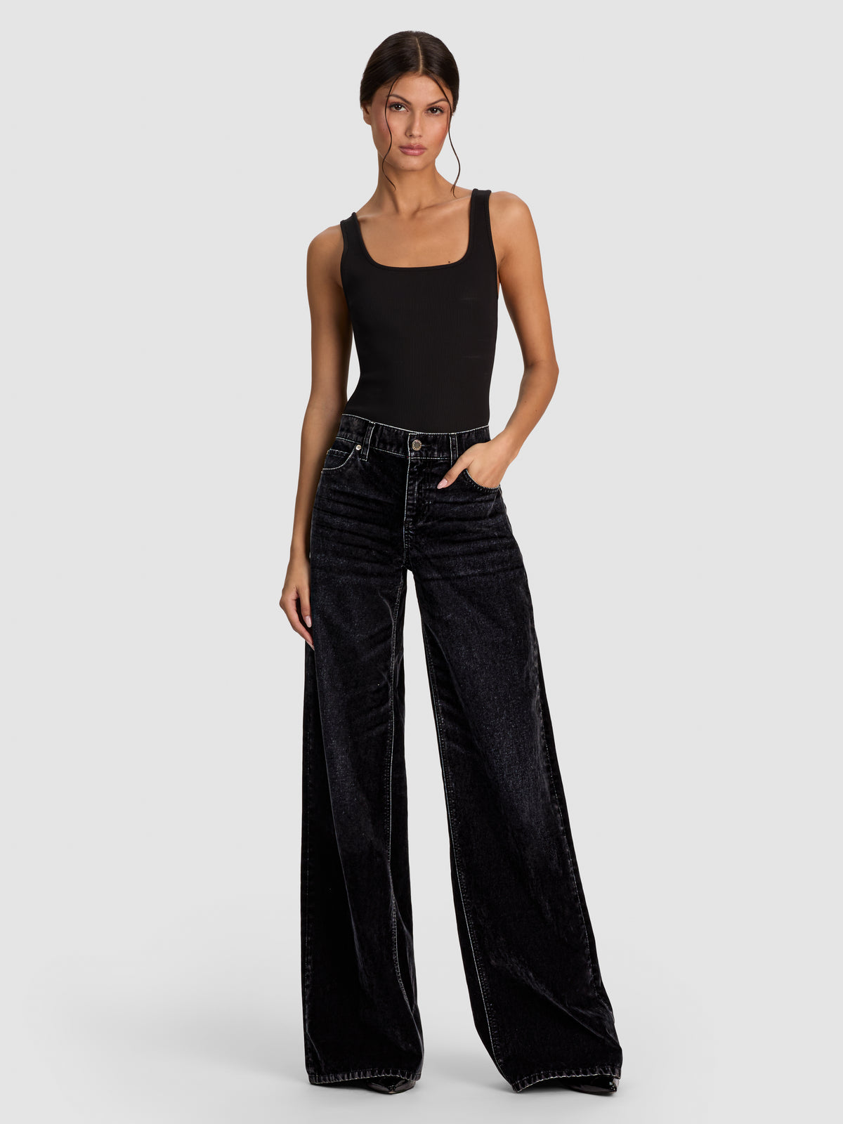 AMAZING BAGGY JEAN-BLACK/INDIGO-ALICE + OLIVIA