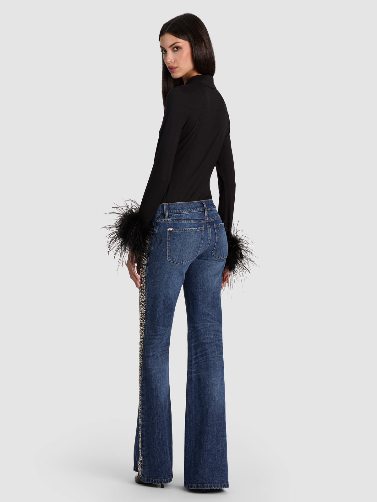 EMRYN EMBELLISHED JEAN-GEORGETTA VINTAGE BLUE-ALICE + OLIVIA