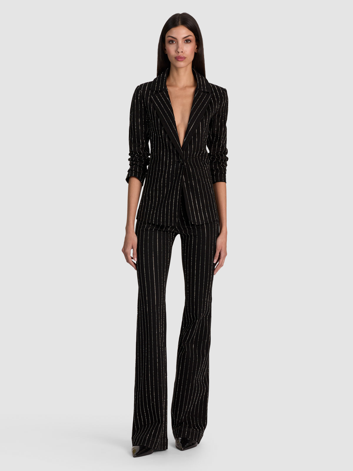 MACEY EMBELLISHED DENIM BLAZER-BLACK/CLEAR CRYSTAL-ALICE + OLIVIA