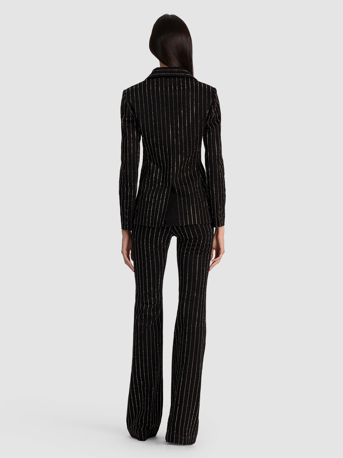 MACEY EMBELLISHED DENIM BLAZER-BLACK/CLEAR CRYSTAL-ALICE + OLIVIA