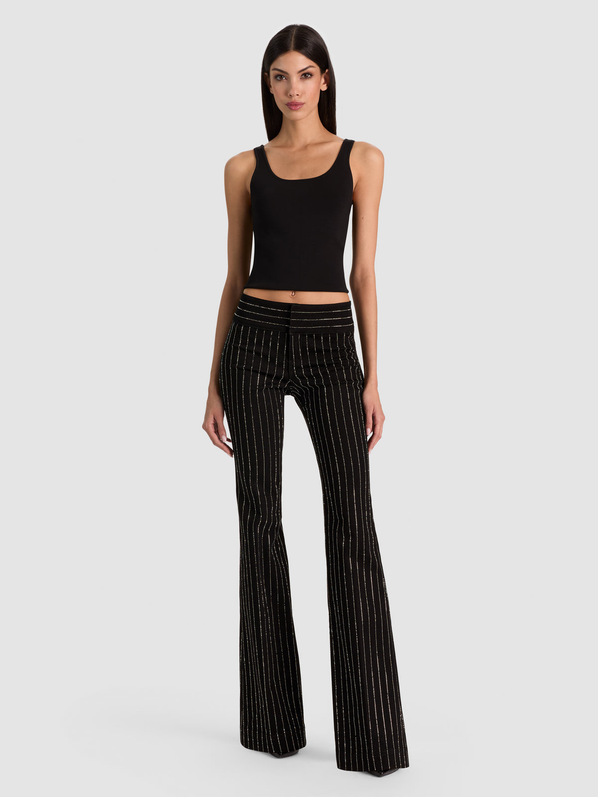 HOT EMBELLISHED JEAN-BLACK/CLEAR CRYSTAL-ALICE + OLIVIA