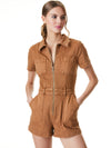 GORGEOUS ZIP FRONT ROMPER-CAMEL-ALICE + OLIVIA