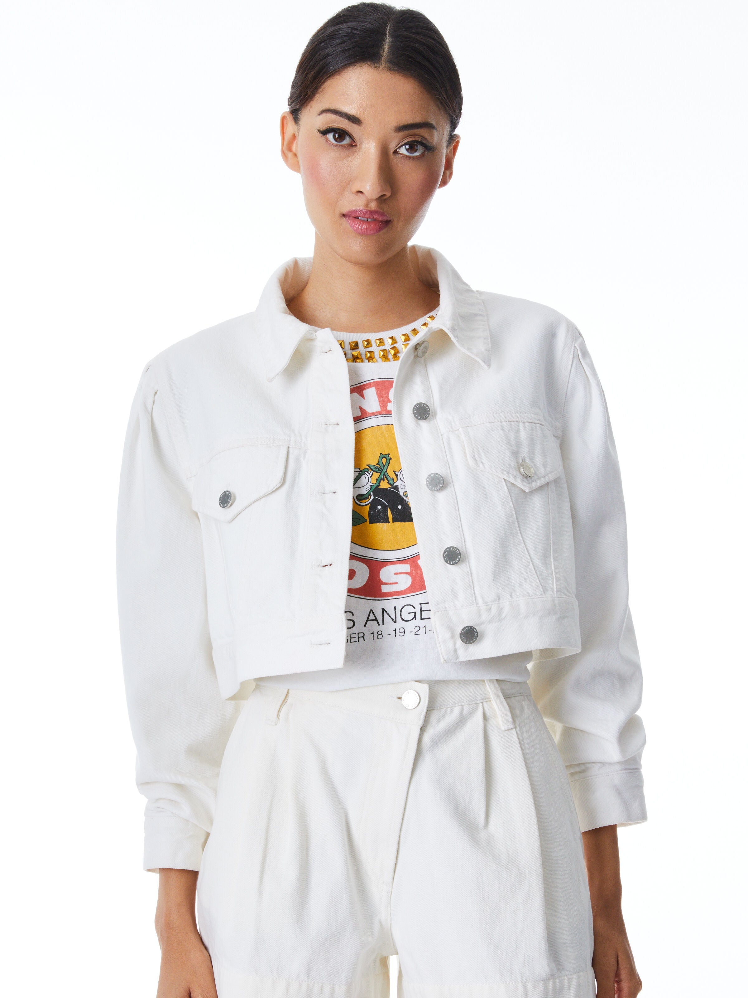 RENEE CROPPED DENIM JACKET-ECRU-ALICE + OLIVIA