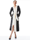 DAREN VEGAN LEATHER COMBINATION MAXI COAT-BLACK/ECRU-ALICE + OLIVIA