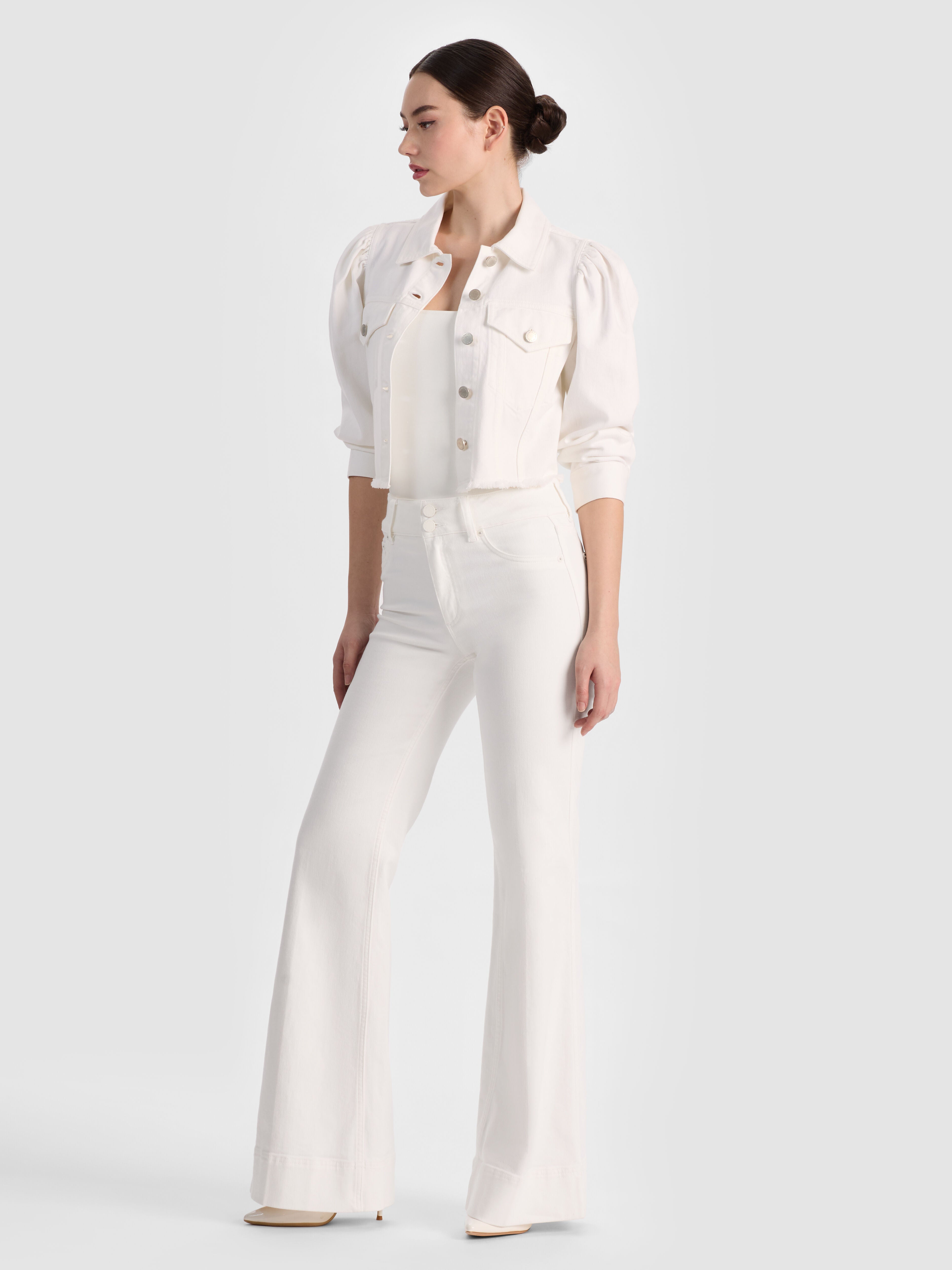 LANA DENIM JACKET in WHITE | ALICE + OLIVIA