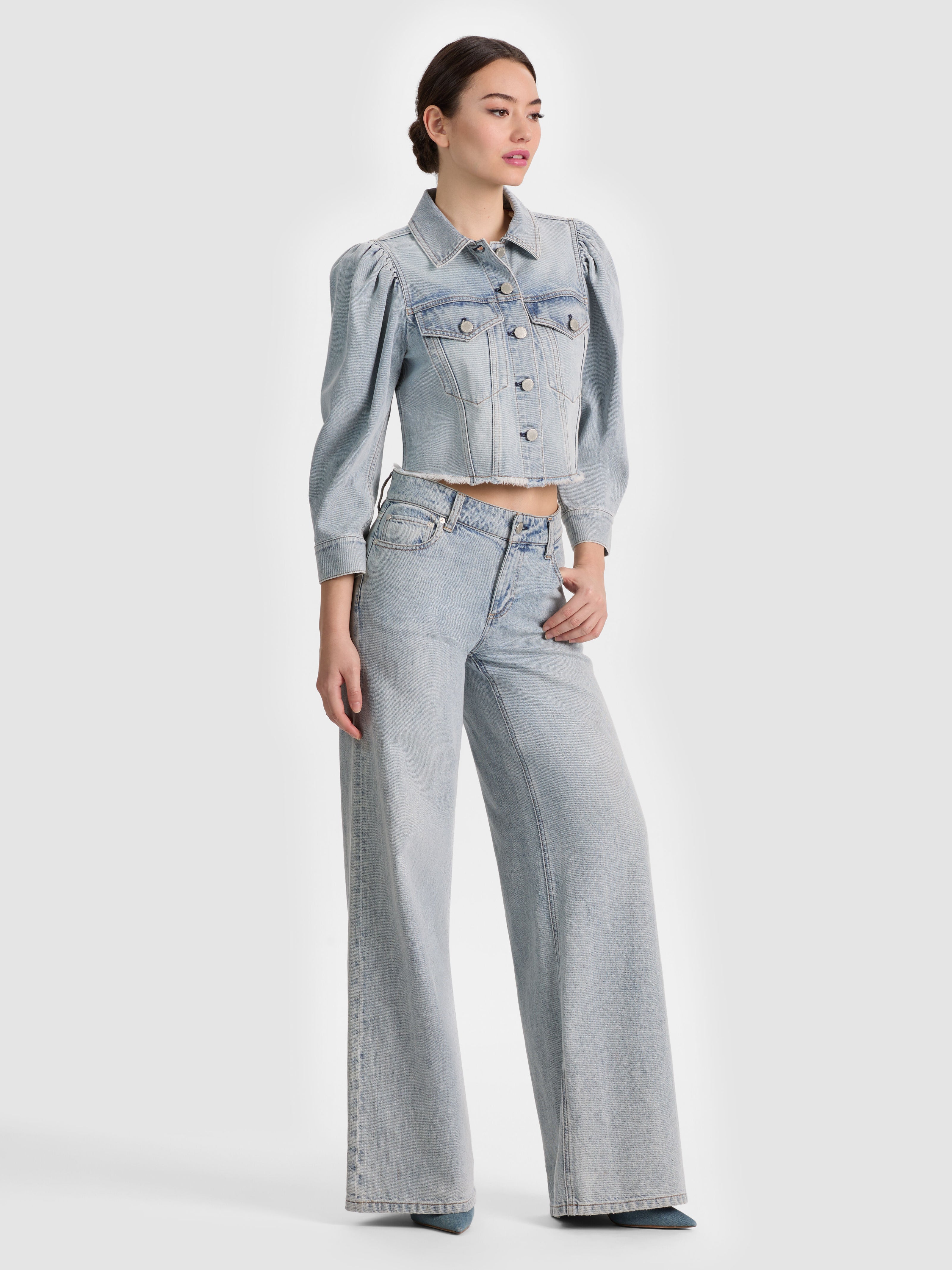LANA DENIM JACKET-ROCKSTAR BLUE-ALICE + OLIVIA