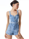 Tuta corta in jeans KEI con scollo a cuore-ALICE + OLIVIA