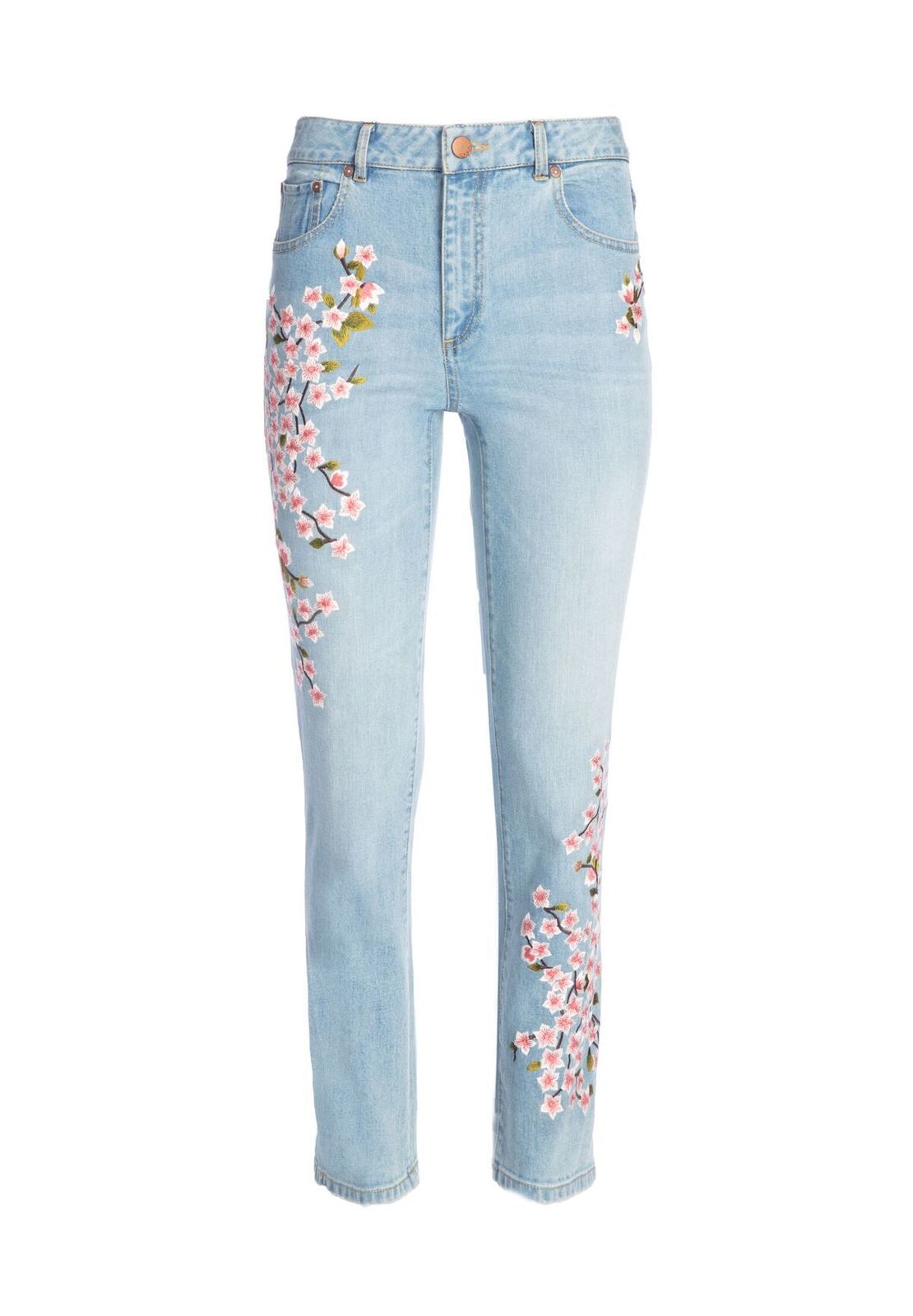AMAZING EMBROIDERED HIGH RISE JEAN-SWEET EMOTION/MULTI-ALICE + OLIVIA
