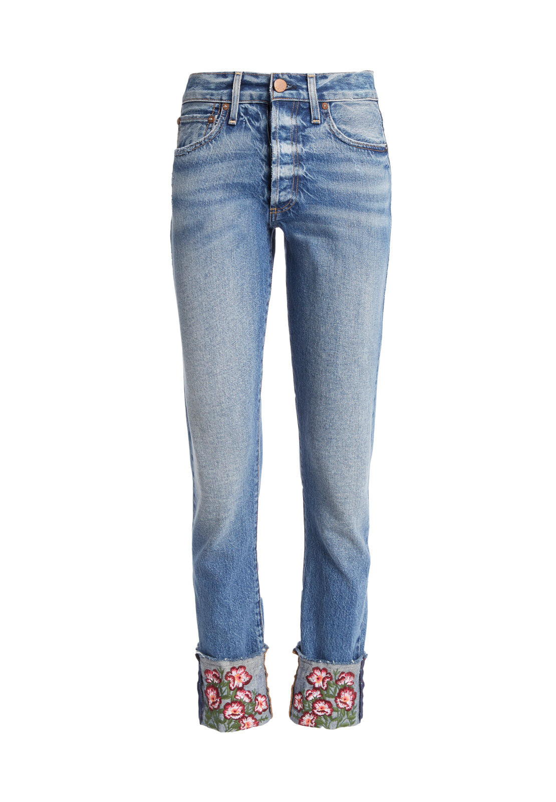 AMAZING HIGH RISE EMBROIDERED JEAN-FOOLS RUSH IN-BIG BLOOMS-ALICE + OLIVIA
