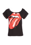 MIKEY WIDE NK ROLL CUFF TEE-BLACK / RED-ALICE + OLIVIA