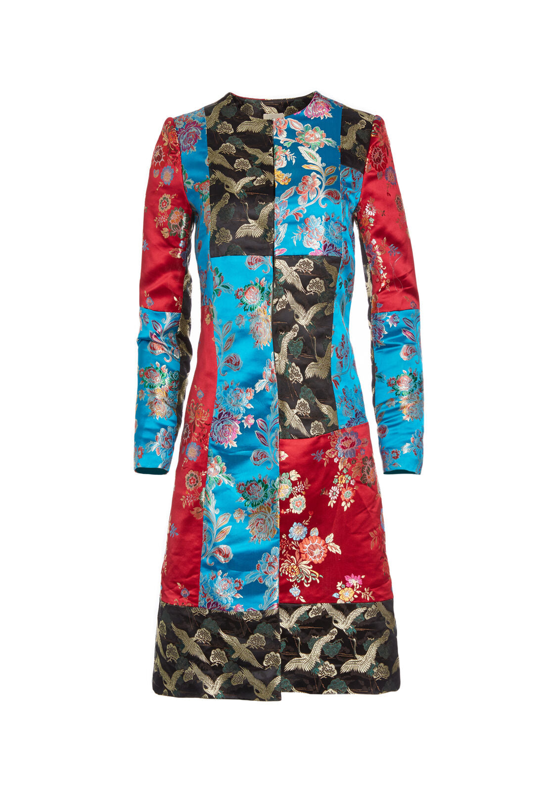 LOGAN COLLARLESS PTCH WRK COAT-MULTI-ALICE + OLIVIA