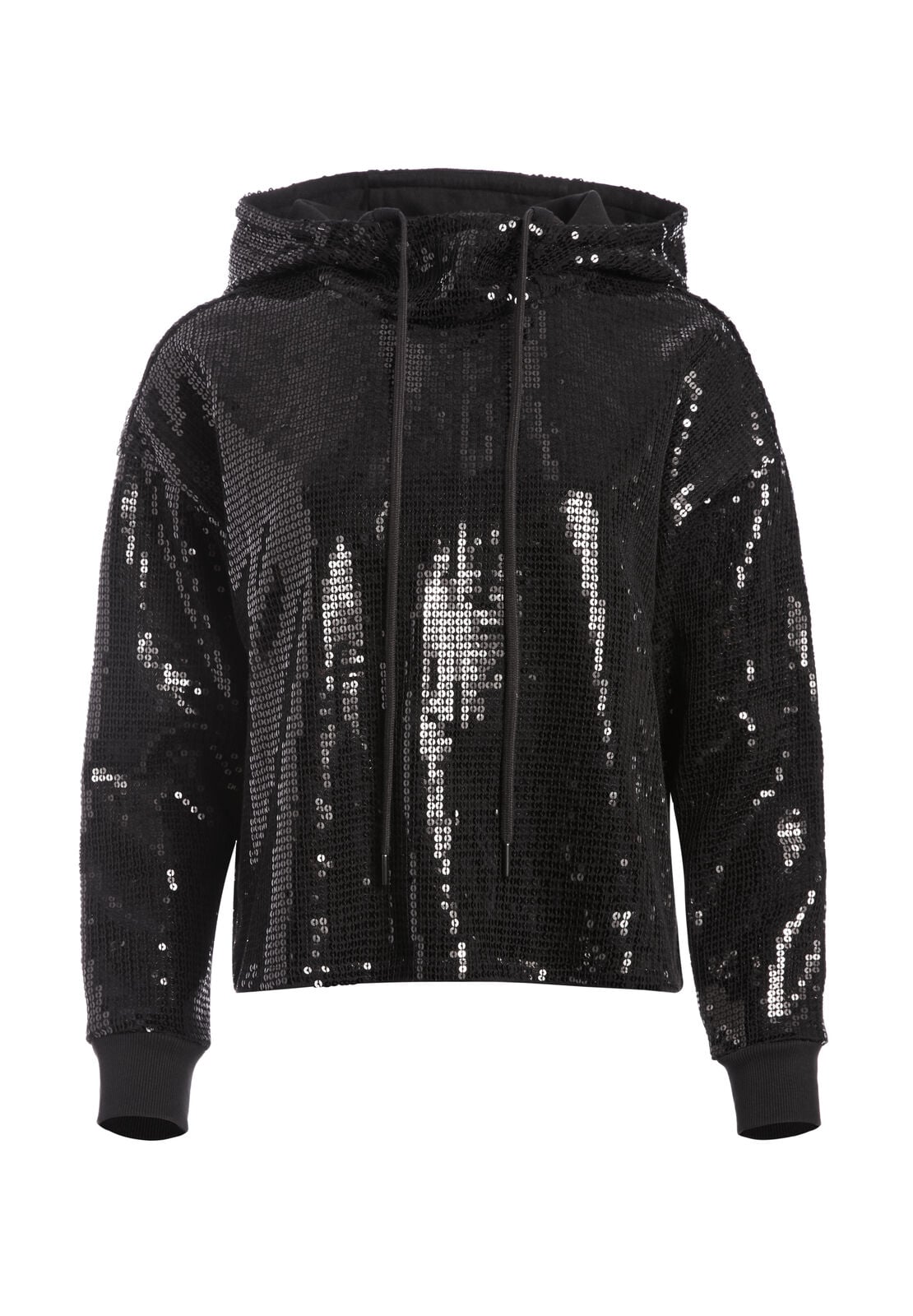 NIKI SEQUIN FUNNEL NECK HOODIE