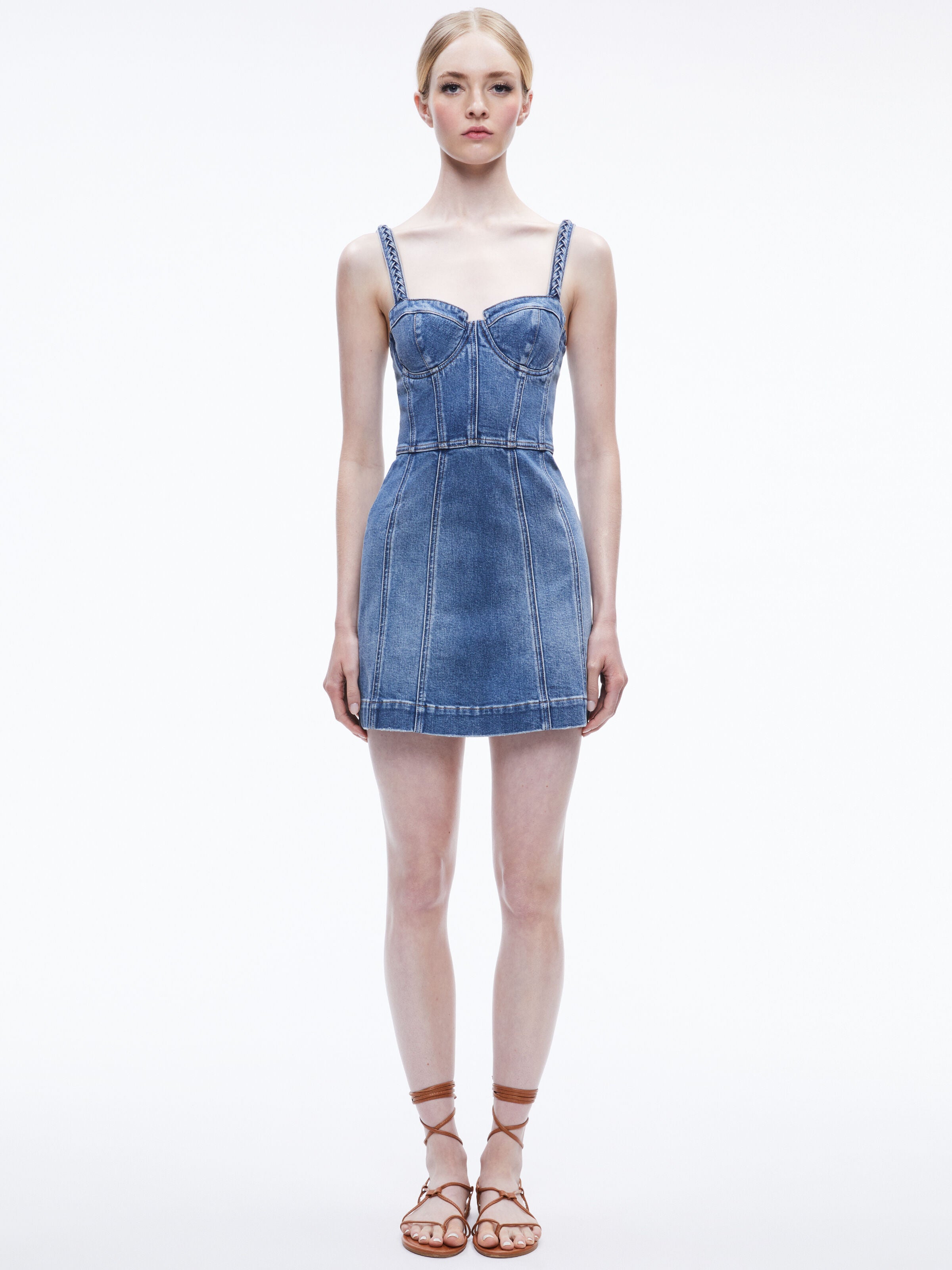MINIVESTITO BUSTIER IN JEANS RAYLENE-ALICE + OLIVIA