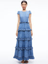 Abito lungo CADBY in denim con balze-ALICE + OLIVIA