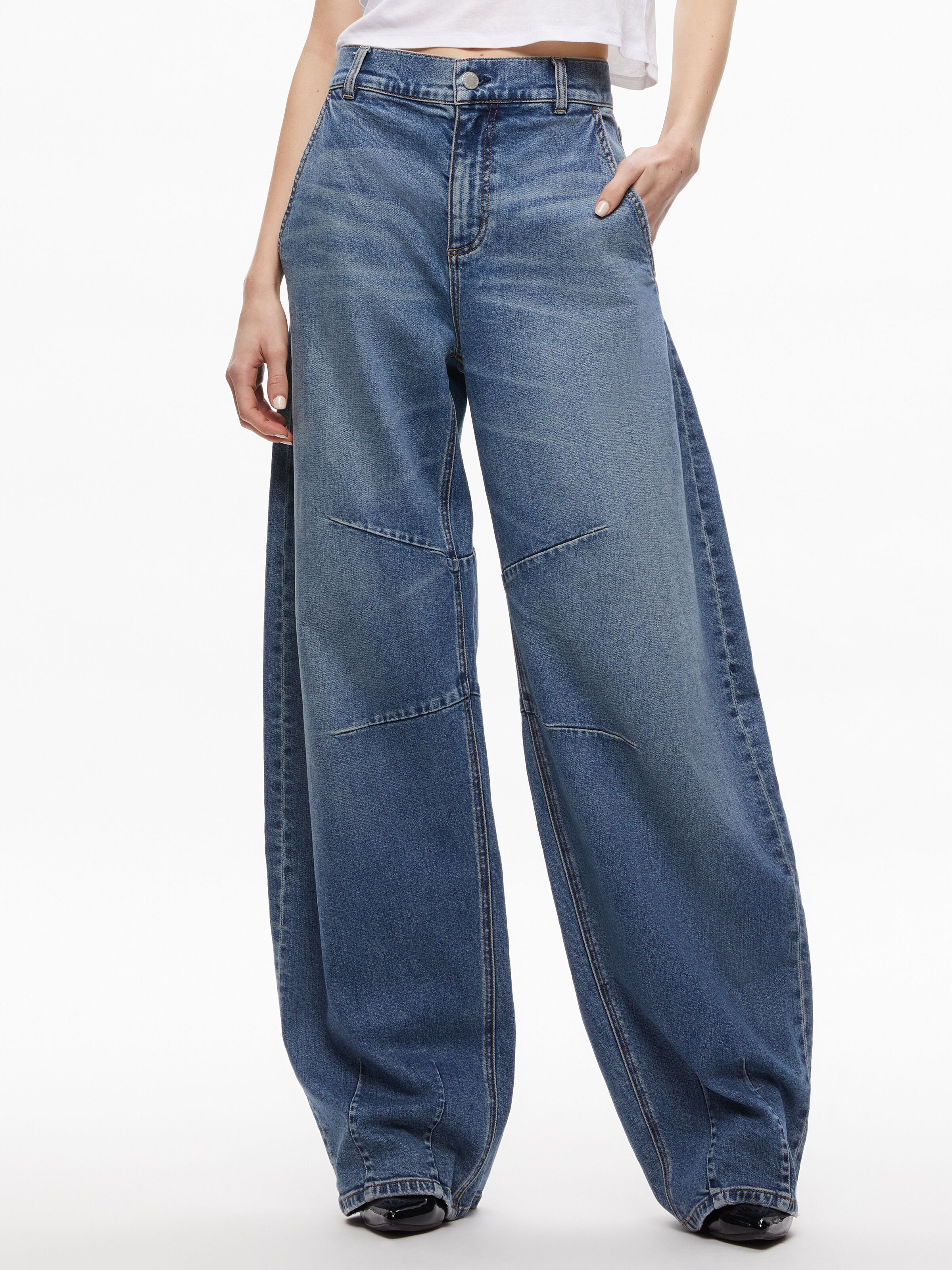JEANS PARKER A GAMBA LARGA E VITA BASSA