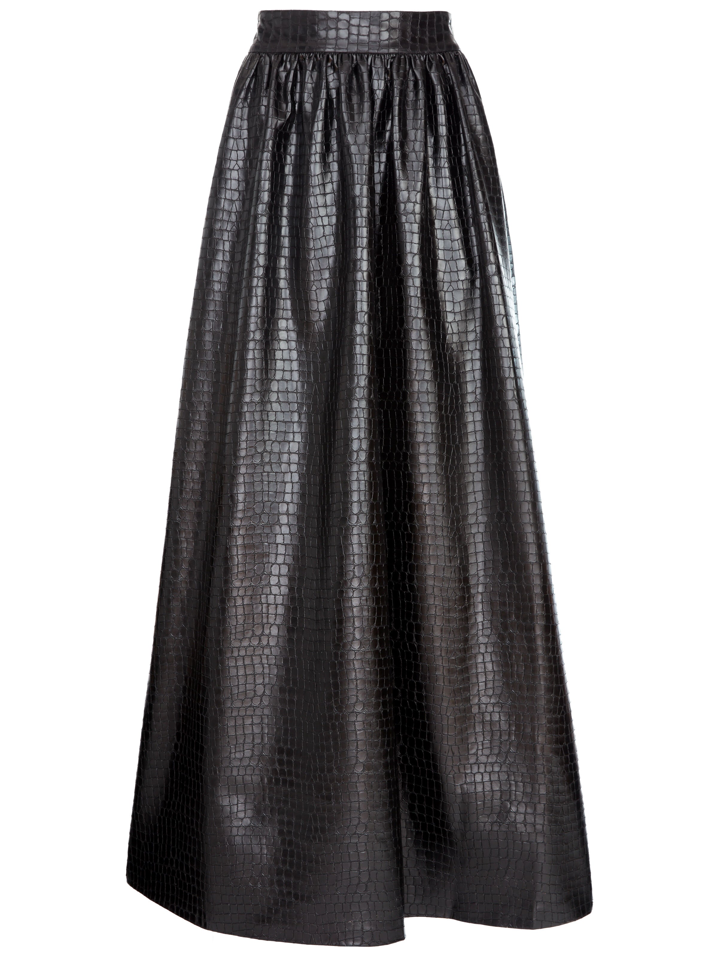 TINA VEGAN LEATHER GOWN SKIRT-Black-ALICE + OLIVIA
